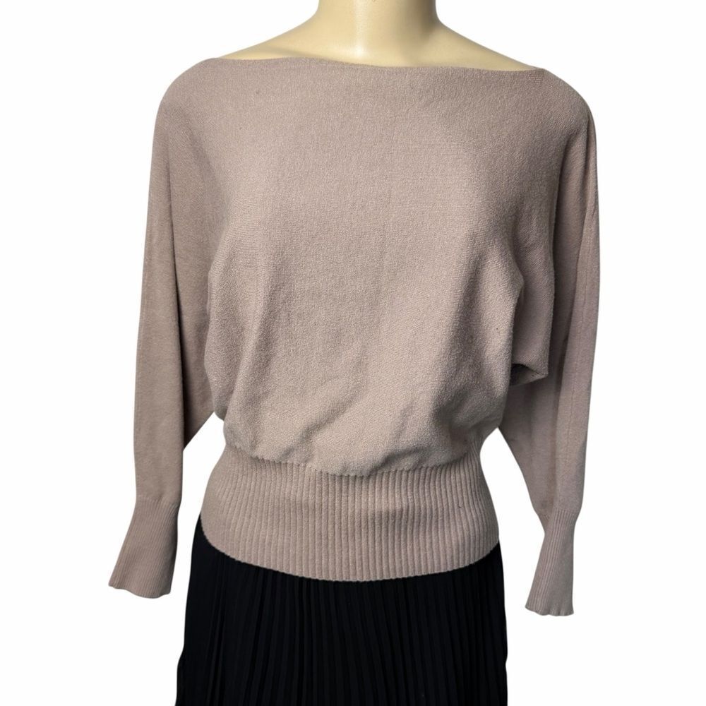 Idem Ditto boat neck dolman sleeve ribbed trim taupe sweater size small